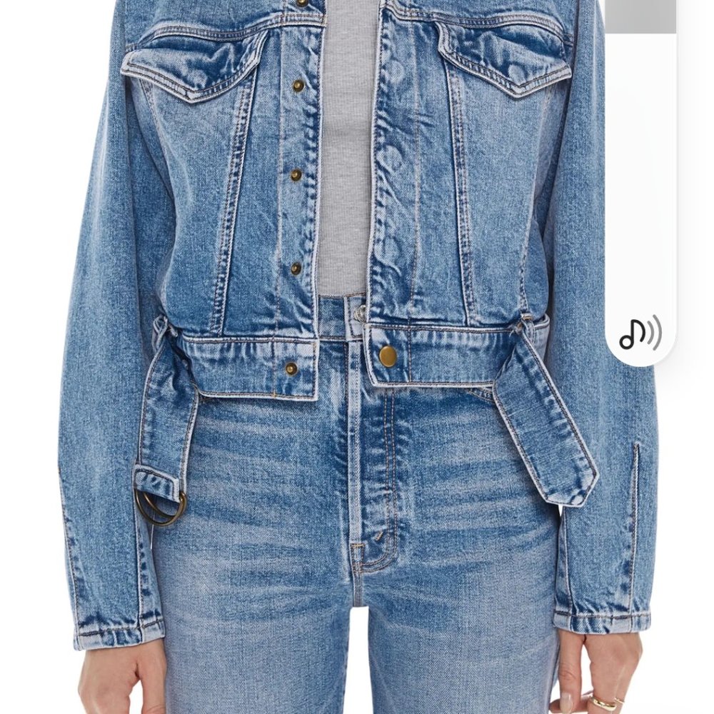 Mothers  belted fly away denim jacket